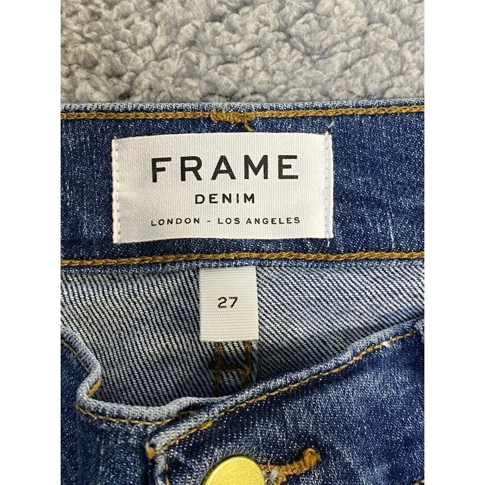 Frame Womens‎ Le'Garcon Jeans Blue Whiskered Pockets Medium Wash Denim Zipper 27